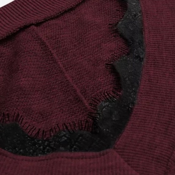 Restocked Burgundy Eyelet Light Weight Sweater - Picture 5 of 7
